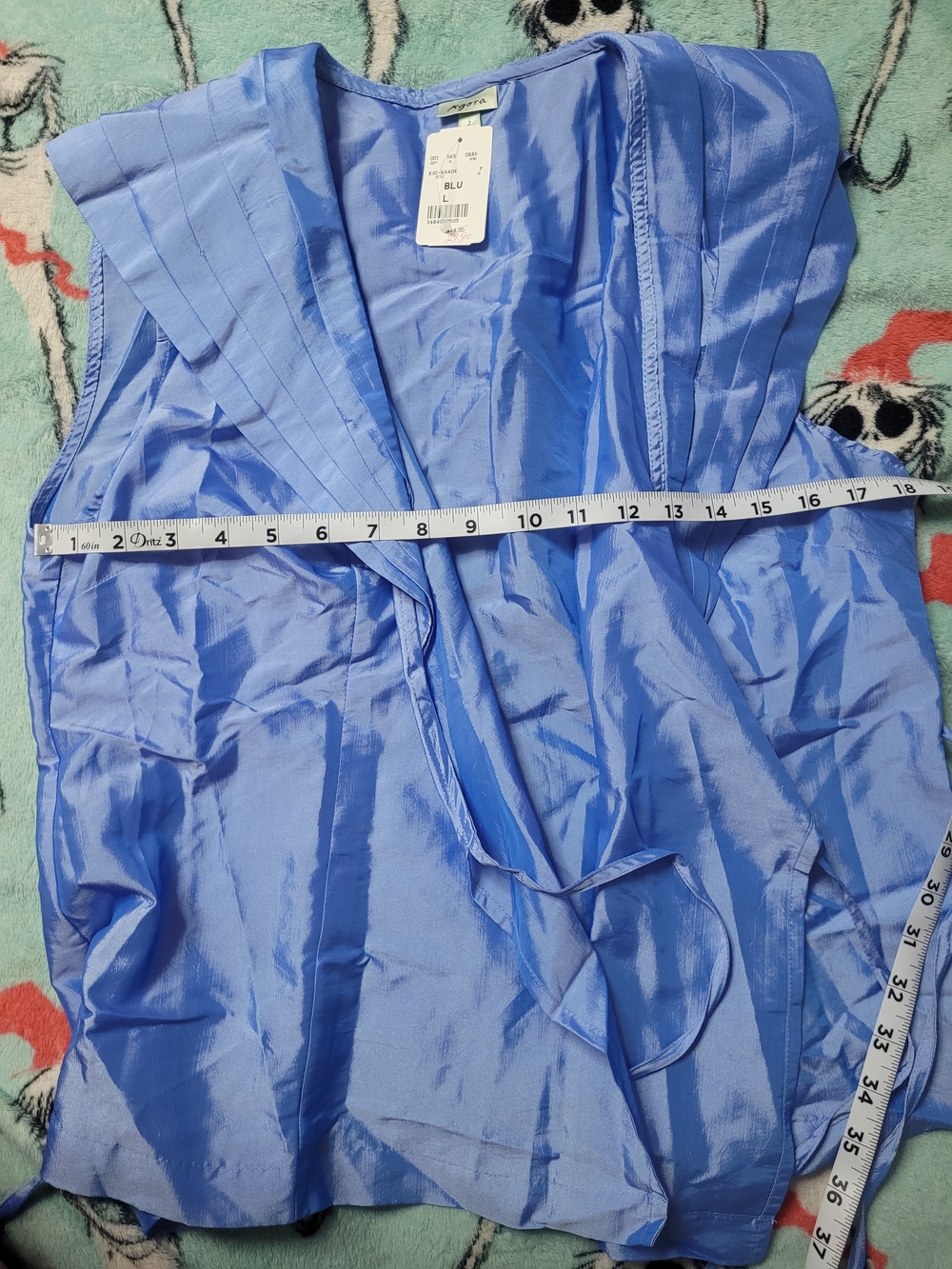 Bill Rousso Blue Satin-Luster Top - Picture 7 of 8